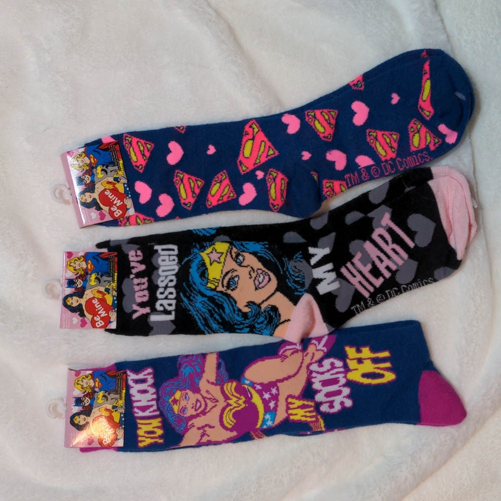 Wonder Woman & Superwoman Valentine's Socks
